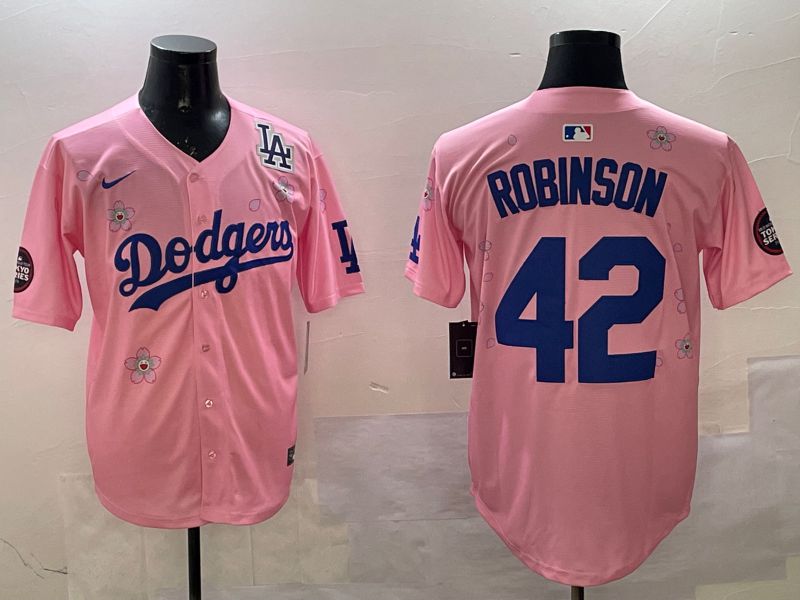 Men Los Angeles Dodgers #42 Robinson Pink Sakura Edition 2025 Nike MLB Jersey style 4->los angeles dodgers->MLB Jersey